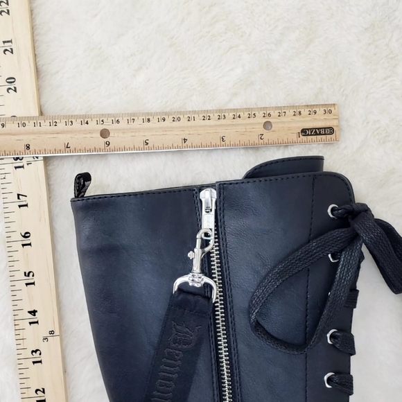 Bratty Block Heel Lace Up Punk Goth Biker Knee Boots - Picture 13 of 15